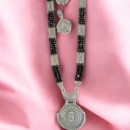 Jolly Faces Beaded-Studded Oxidized Necklace & Earrings-image-13