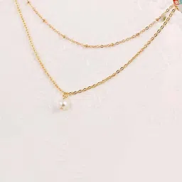 Vembley Gold-Plated & White Layered Necklace-image-2