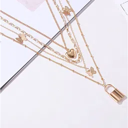 Vembley Gold-Plated Gold-Plated Layered  Heart & Butterfly Necklace-image-35