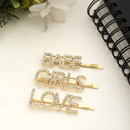 YouBella Gold-Toned & White Set of 3 Embellished Bobby Pins-picture-35