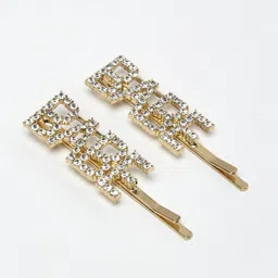YouBella Gold-Toned & White Set of 2 Embellished Bobby Pins image 3