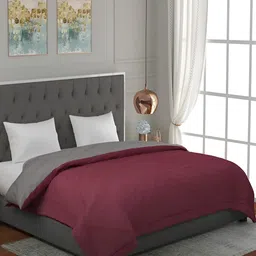 RF RELAXFEEL Maroon & Grey Heavy Winter 233 GSM Double Bed Quilt-image-43