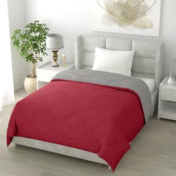 RF RELAXFEEL Maroon & Grey Heavy Winter 233 GSM Double Bed Quilt-image-88