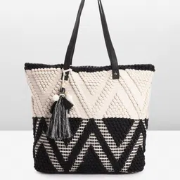 Anouk Geometric Design Structured Shoulder Bag with Tasselled Detail image 2