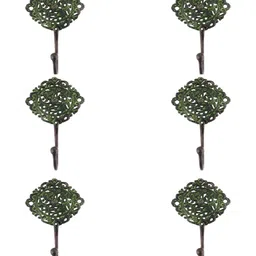 IndianShelf Bronze-Toned 6 Pieces Floral Textured Brass Wall Hooks-image-81