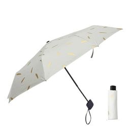 alexvyan Off-White Leaf pattern Mini Umbrella with Cover for Men & Women (Manual Open) Compact Travelling Umbrella, Polyester & UV Protection Fabric/Anti-Slip Handle- Use in Rain & Summer 6 Frame image 1