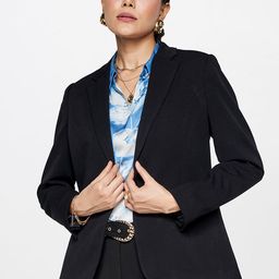 AND Notched Lapel Long Sleeves Single-Breasted Blazer-image-6