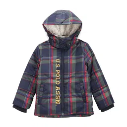 U.S. Polo Assn. Kids Boys Checked Hooded Puffer Jacket-picture-37