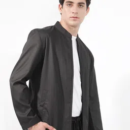 RARE RABBIT Men Nimbus Tailored Fit Stand Collar Open Front Jacket image 4