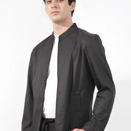 RARE RABBIT Men Nimbus Tailored Fit Stand Collar Open Front Jacket image 2