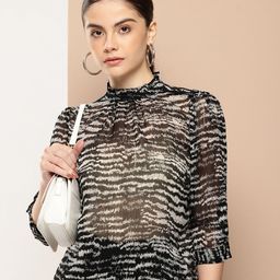 her by invictus Abstract Printed Semi Sheer Top-picture-0