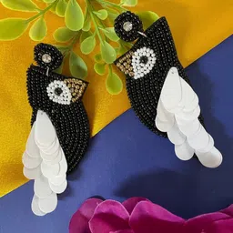 Digital Dress Room Beaded Bird Drop Earrings-image-34