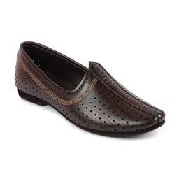 FAUSTO Men Textured Lightweight Comfort Insole Basics Mojaris With Laser Cuts image 4