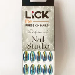 LICK 14 Pcs Chromatic Reusable Press-On Nails With Application Kit - Blue image 3