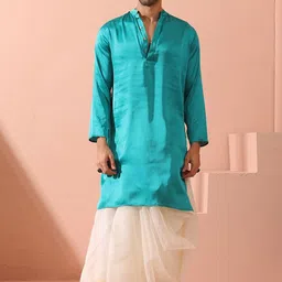 Swtantra Mandarin Collar Long Sleeves Straight Satin Kurta-image-39