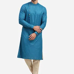 THE KURTA COMPANY Striped Woven Design Mandarin Collar Straight Kurta-picture-57