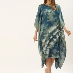 Maaesa Women Tie and Dye Dyed Kaftan Midi Dress-30