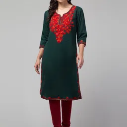 Trend Level Floral Yoke Design Woollen Straight Kurta-picture-40