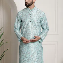 SOJANYA Floral Printed Silk Cotton Kurta-image-53