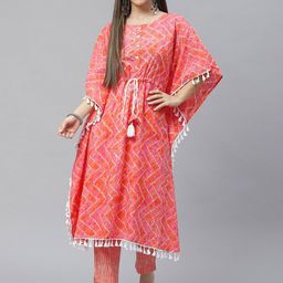 Indibelle Geometric Printed Flared Sleeves Kaftan Pure Cotton Kurta-picture-48