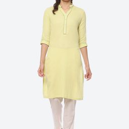 Biba Women Mandarin Collar Cotton Kurta-image-57