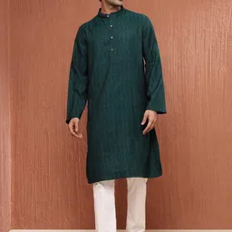 Fabindia Woven Design Mandarin Collar Straight Woollen Kurta-image-12