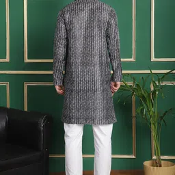 Anouk Floral Printed Regular Sequinned Kurta With Pyjamas image 3