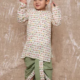Aj DEZInES Boys Ethnic Motifs Printed Regular Pure Cotton Kurta with Dhoti Pants-13