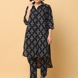BLACK & BLAH BLAH Women Ethnic Motifs Printed Regular Pure Cotton Kurta with Trousers-picture-57