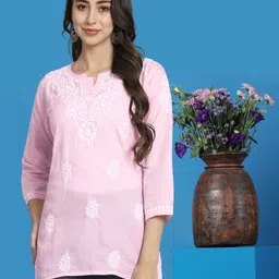 PARAMOUNT CHIKAN Ethnic Motifs Embroidered Chikankari Chikankari Kurti-picture-39