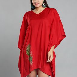 LetsDressUp Floral Printed V-Neck Kimono Sleeves Kaftan Dress-picture-31