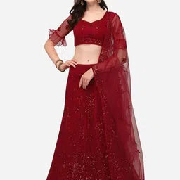 RAJGRANTH Women Maroon Semi-Stitched Lehenga & Unstitched Blouse With Dupatta-picture-14