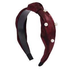BuckleUp Women Maroon & White Embellished Hairband-6