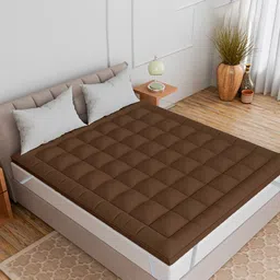CURIOUS LIFESTYLE Brown 1000 GSM Breathable Double Size Cotton Mattress Topper-image-40