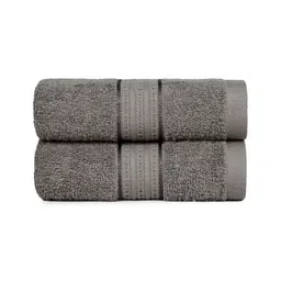 MYTRIDENT 2-Pcs Grey Textured Pure Cotton 450 GSM Hand Towels-27