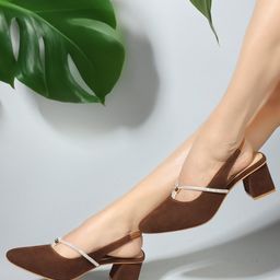 ICONICS Pointed Toe Block Heeled Pumps-16