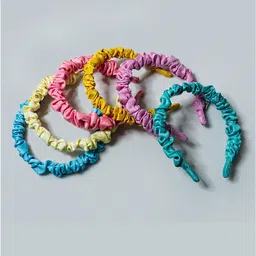 HAIR DRAMA COMPANY Women Set Of 6 Multicolour Scrunchie Headbands-19
