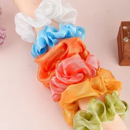Silvermerc Designs Women Multi Color Set Of 6 Ponytail Holders-image-36