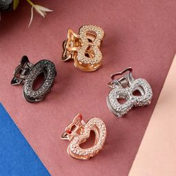 Silvermerc Designs Women Gold-Toned & Silver-Toned Set of 4 Embellished Claw Clip-4