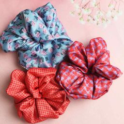 Tossido Women Pink & Blue Set of 3 Printed Hairband-4