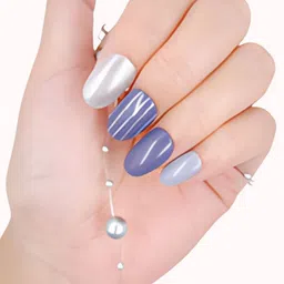 Sanfe 24-Pcs Trendi Tips Instant Stick On Nails - Purple Chrome-26
