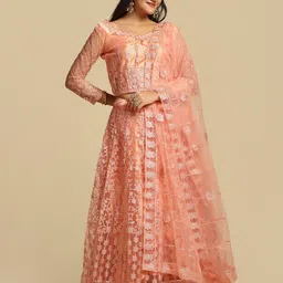 KALINI Embroidered Thread Work Semi-Stitched Lehenga & Unstitched Blouse With Dupatta-picture-20