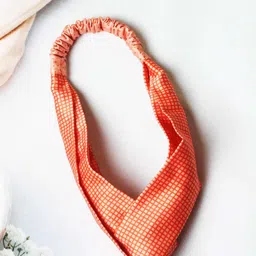 Tossido Women Orange Checked Satin Headband-image-48