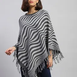 Monte Carlo Women Striped Woollen Poncho-image-44