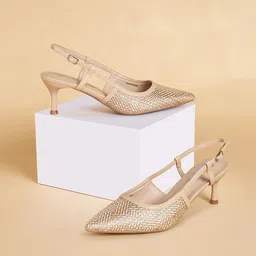 Forever Glam by Pantaloons Textured Kitten Heeled Pumps-53