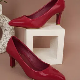 Get Glamr Pointed Toe Block Heeled Pumps-2