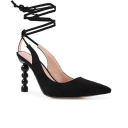 London Rag Women Black Suede Party Kitten Pumps-50
