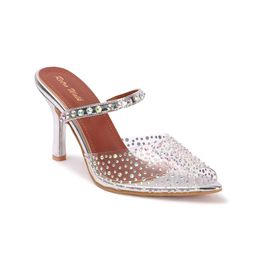Retro Walk Open Back Embellished Kitten Pumps image 2