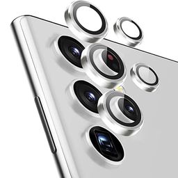 Amazon Brand - Solimo Camera Glass Lens Protector Ring for Samsung Galaxy S23 Ultra 5G Ultra Case Friendly with Edge-To-Edge Protector Coverage and Easy Installation (Silver) image 2