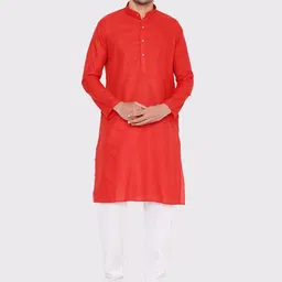 Maharaja Band Collar Regular Kurta with Pyjamas image 1